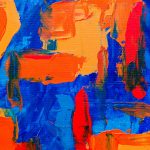 blue and orange abstract canvas painting